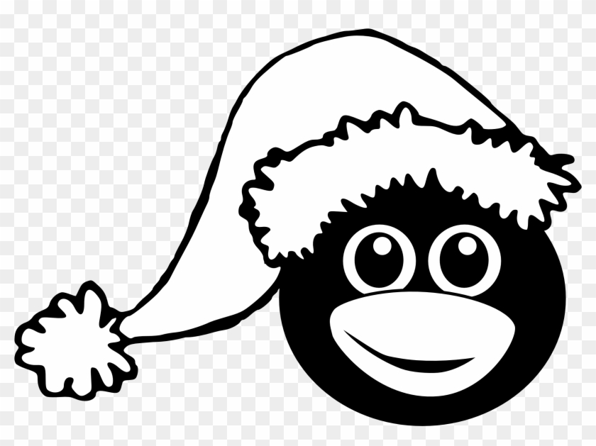 Clip Art Penguin 1 Head With Santa Hat Black Clipart - Penguin Santa Yard Sign #22606