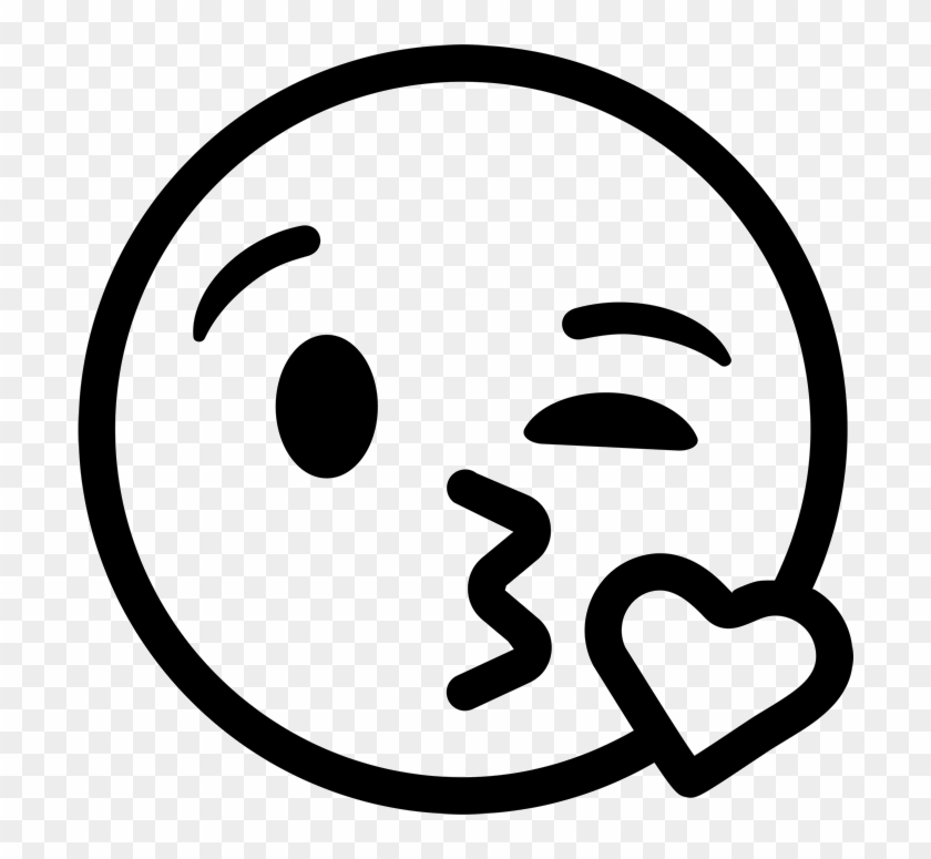 Emoji Rubber Stamps - Kiss Emoji Black And White #166325
