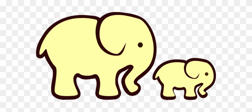 Yellow Elephant Mom Baby Clip Art At Clker Com Vector - Elephant Clipart Black And White #167359