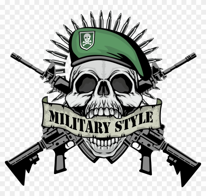 T-shirt Firearm Skull - Vector Skull Png #906643