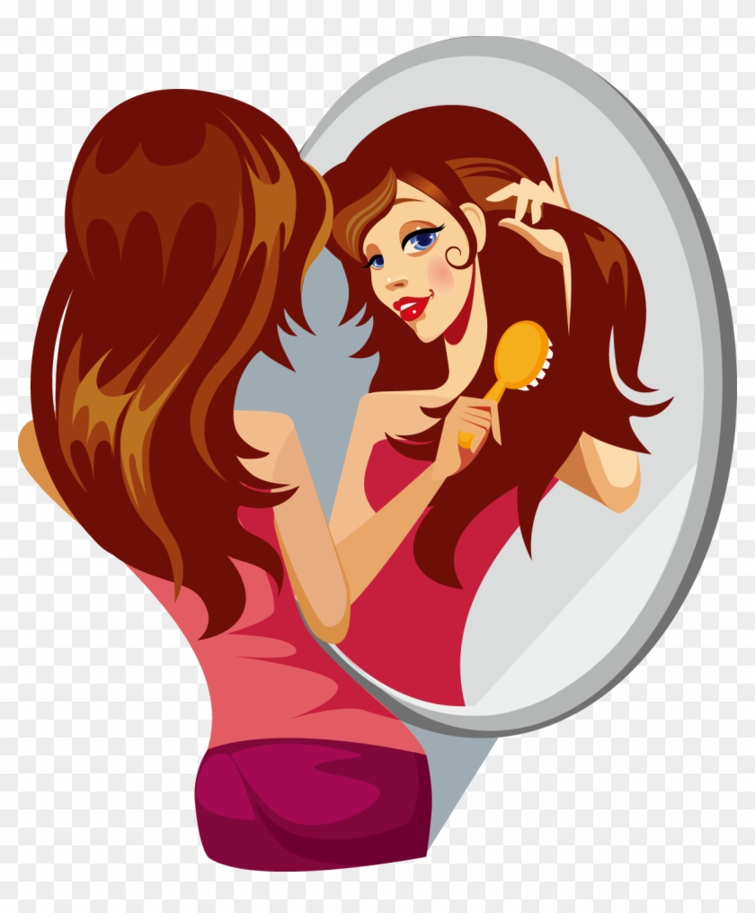 Girl Fixing Her Hair Clipart #906844