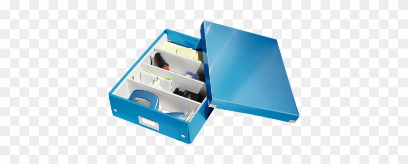 Organiser Box With 2-4 Flexible Compartments - Leitz Click & Store Medium A4 Organiser Box Blue #908023
