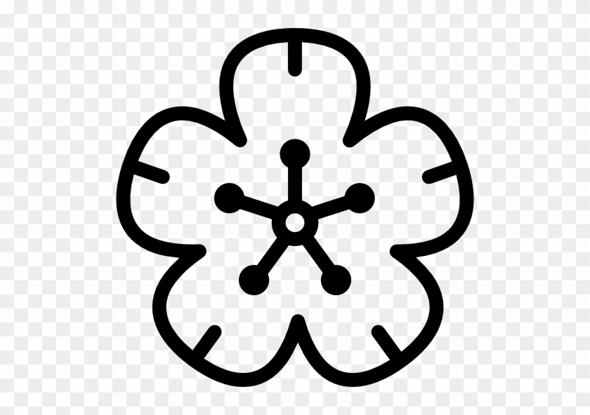 Cherry Blossom Free Icon - Black White Clipart Cherry Blossoms #911822