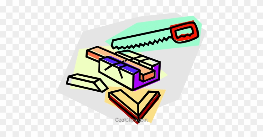 Handsaw And Miter Box Royalty Free Vector Clip Art - Soporte Cortador #911889