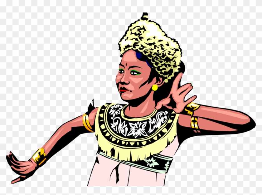 Vector Illustration Of Indonesian Woman Performs Traditional - Indonesian Traditional Dance Vector #912465