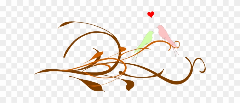 Flowers And Birds Heart Wall Art Sticker Decal, Black, #912475