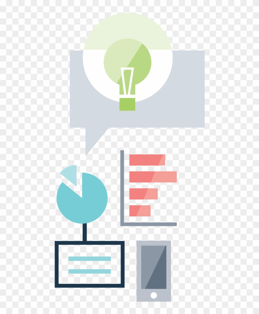 Illustration Of A Word Bubble, Lightbulb, Graphs And - Graphic Design #913014