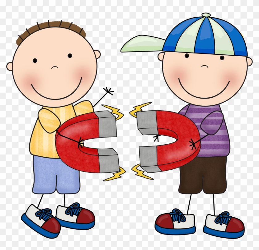 Magnetism Clipart School Science - Kids With Magnets Clipart #915909