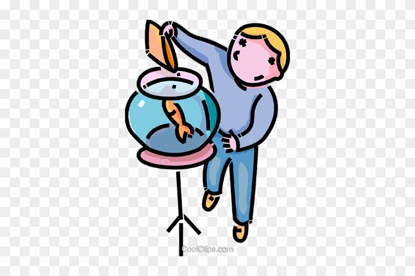 Boy Feeding A Goldfish Royalty Free Vector Clip Art - Boy Feeding A Fish #916470