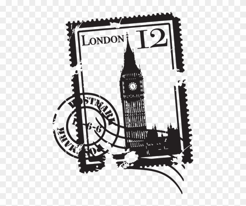 London Stamp Wall Decals Style And Apply - London Stamp With Big Ben - Highest Quality Wall Decal #920725