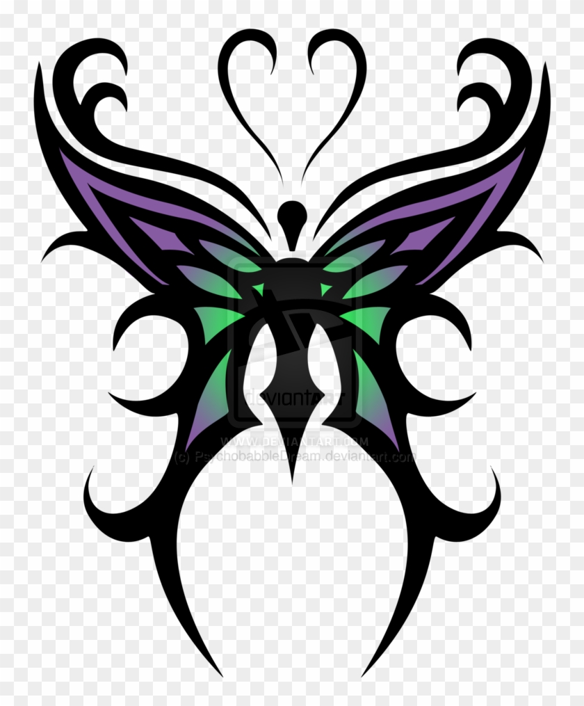 Tribal Butterfly Cross Tattoos - Tribal Butterfly Tattoo Designs #924493