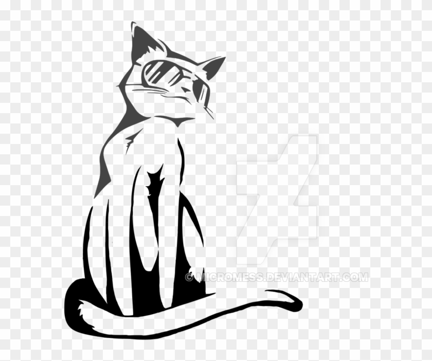 Cool Cat Outline By Micromess - Cool Cat - Macbook Or Laptop Decal #925053