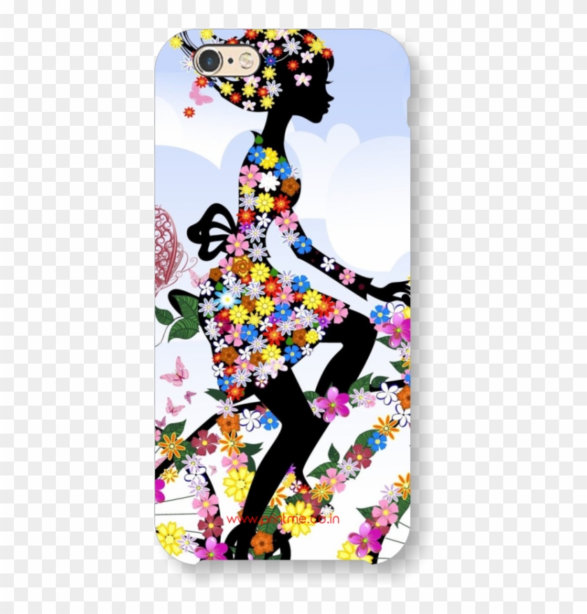 Girl Floral Art Case - Moarmouz - Girl Riding A Bicycle Iphone 5c Case - Back #925502