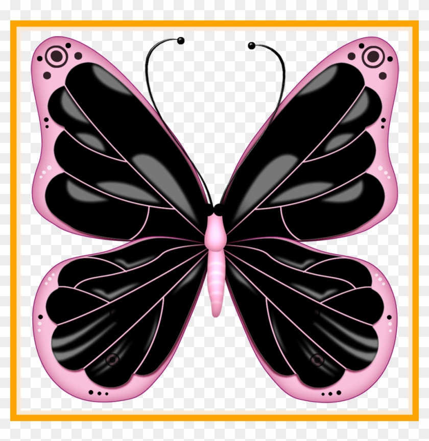 Butterfly Clipart Flying Butterfly Clipart Png Incredible - Pink And Black Butterfly Clipart #926152