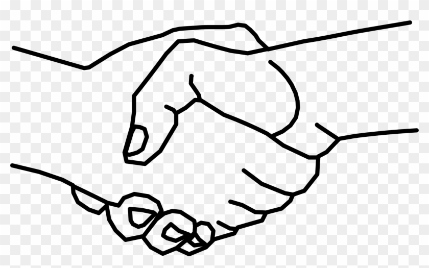 Black White Handshake Clipart - Hands Shaking Drawing Easy #926564