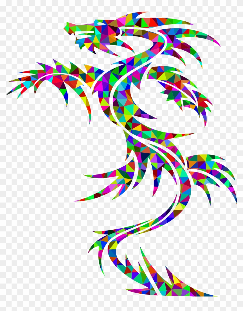 Low Poly Tribal Dragon - Supperb Lower Back Shoulder Neck Arm Temporary Tattoos #927086