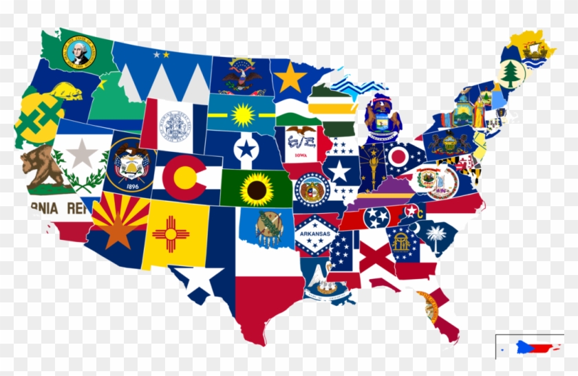 Us Map With State Flags Pin By Brendan On Alternate - New Mexico 50 States #927801