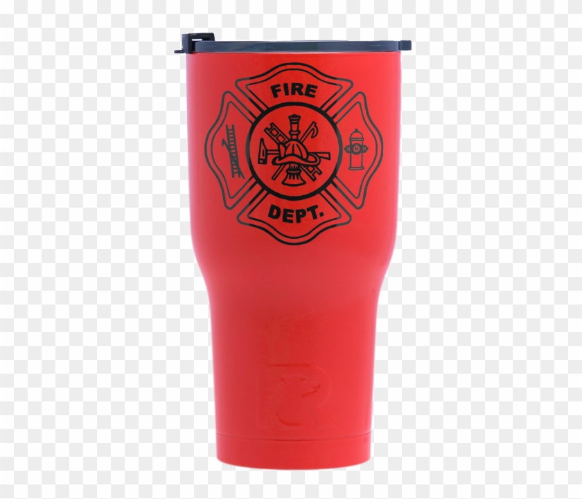 Red With Black Tumbler - Perfect Memorials Gold Fire Department Dog Tag Stainless #927872