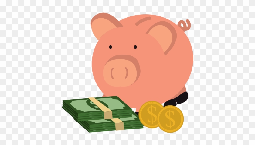 Piggy Bank With Dollars Vector - Cartoon #928702