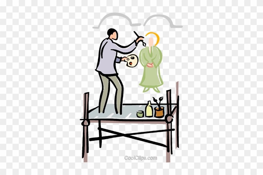 Painter Painting A Mural Royalty Free Vector Clip Art - Painting #930241