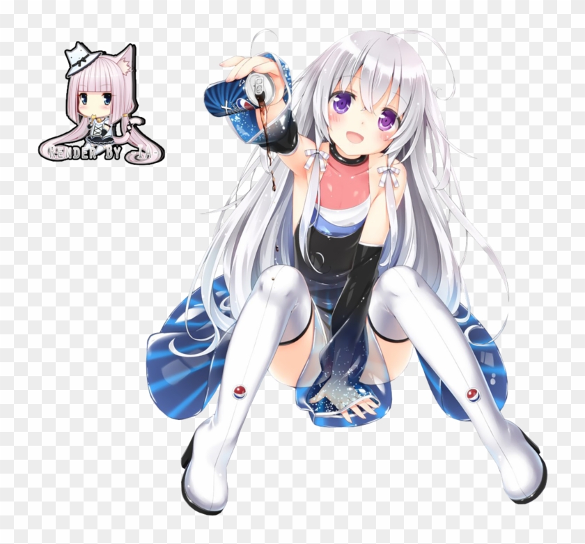 Cute - Anime Girl With White Hair And Purple Eyes #930842