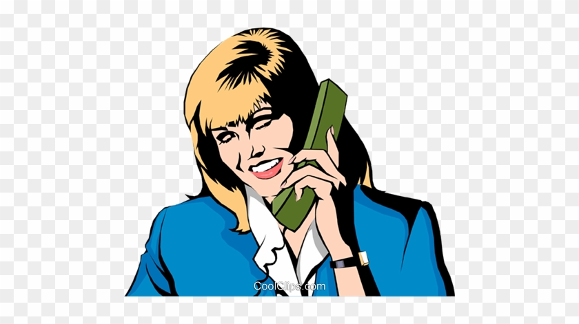 Woman On Phone Royalty Free Vector Clip Art Illustration - Cartoon #934921