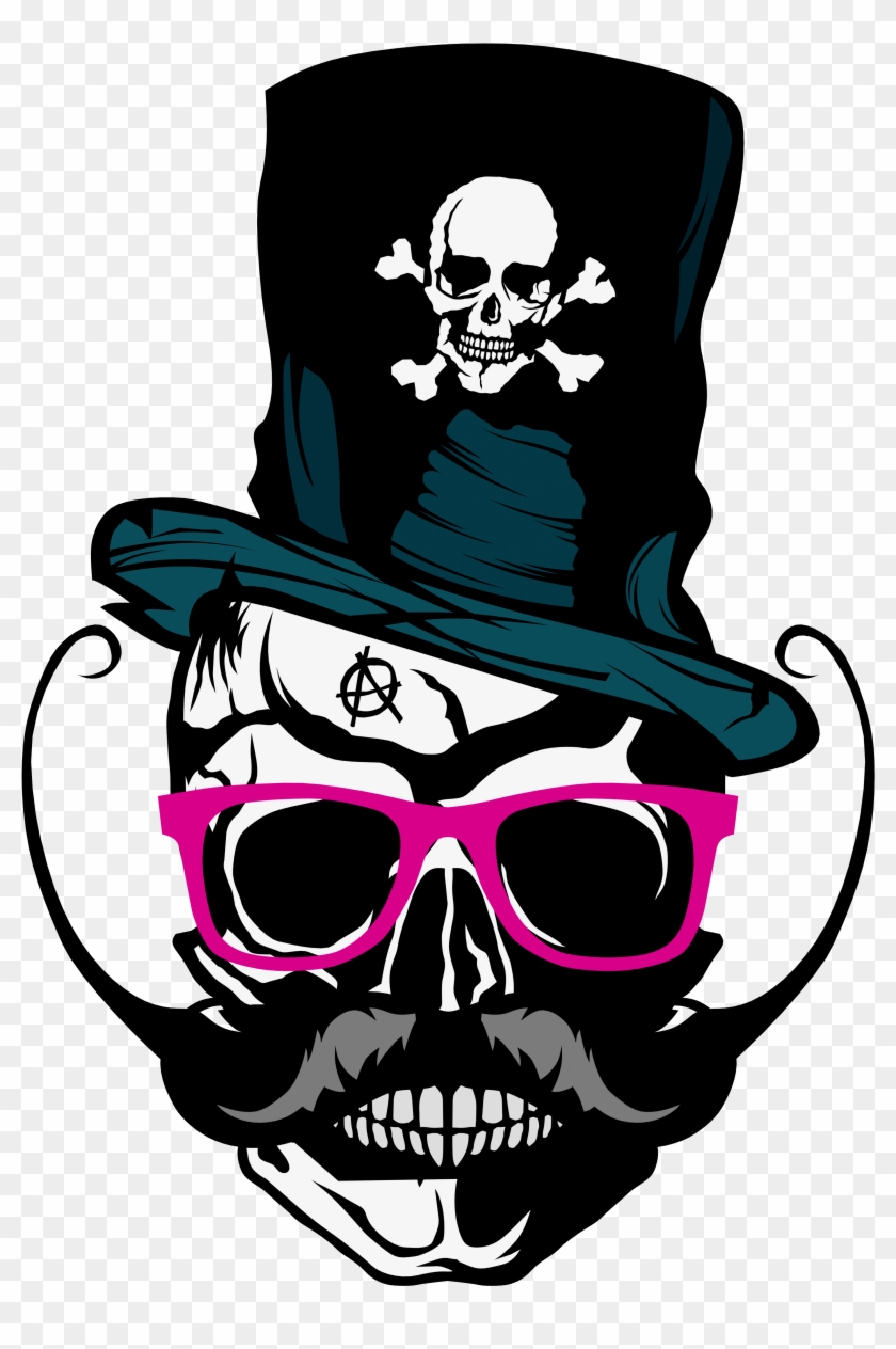 Tee-shirt Tete De Mort Hipster Crane Skull Moustache - Skull #936097