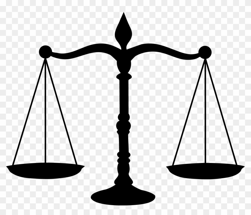 Legal Scales Black Silhouette - Scales Of Justice Clipart #936212