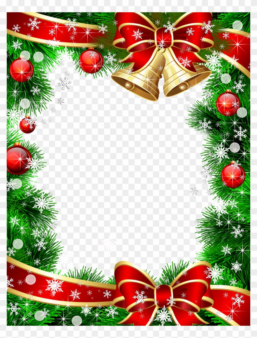 Cute Christmas Png Photo Frame With Christmas Ornaments - Christmas Card Frame Hd #936365
