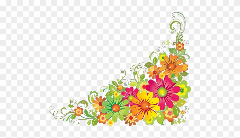 Merry Christmas Frames Png - Colourful Floral Corner Borders #936403