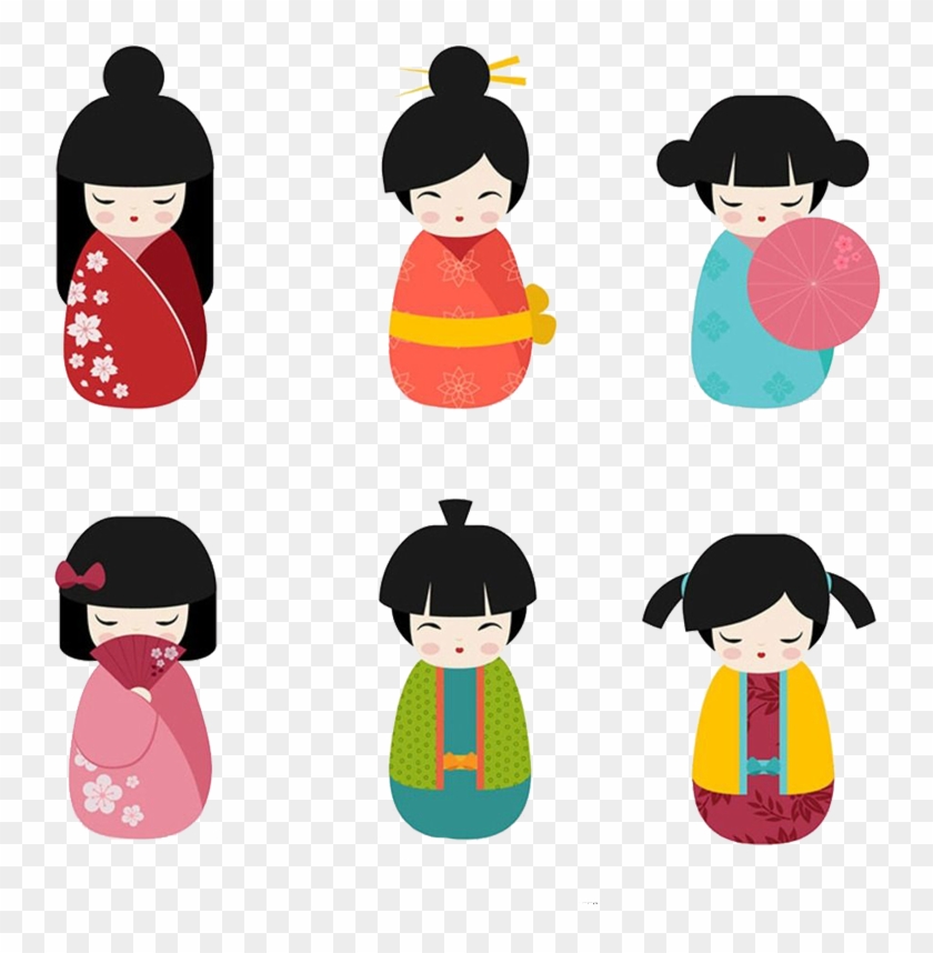 Japanese Dolls Kokeshi Clip Art - Kimono Cartoon #936853