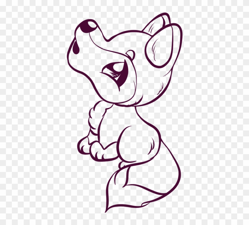 Cartoon Wolf Line Art By Crochetamommy - Cartoon #937015