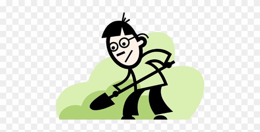 Digging Organic Garden Soil - Guy Shoveling Dirt Cartoon #938250