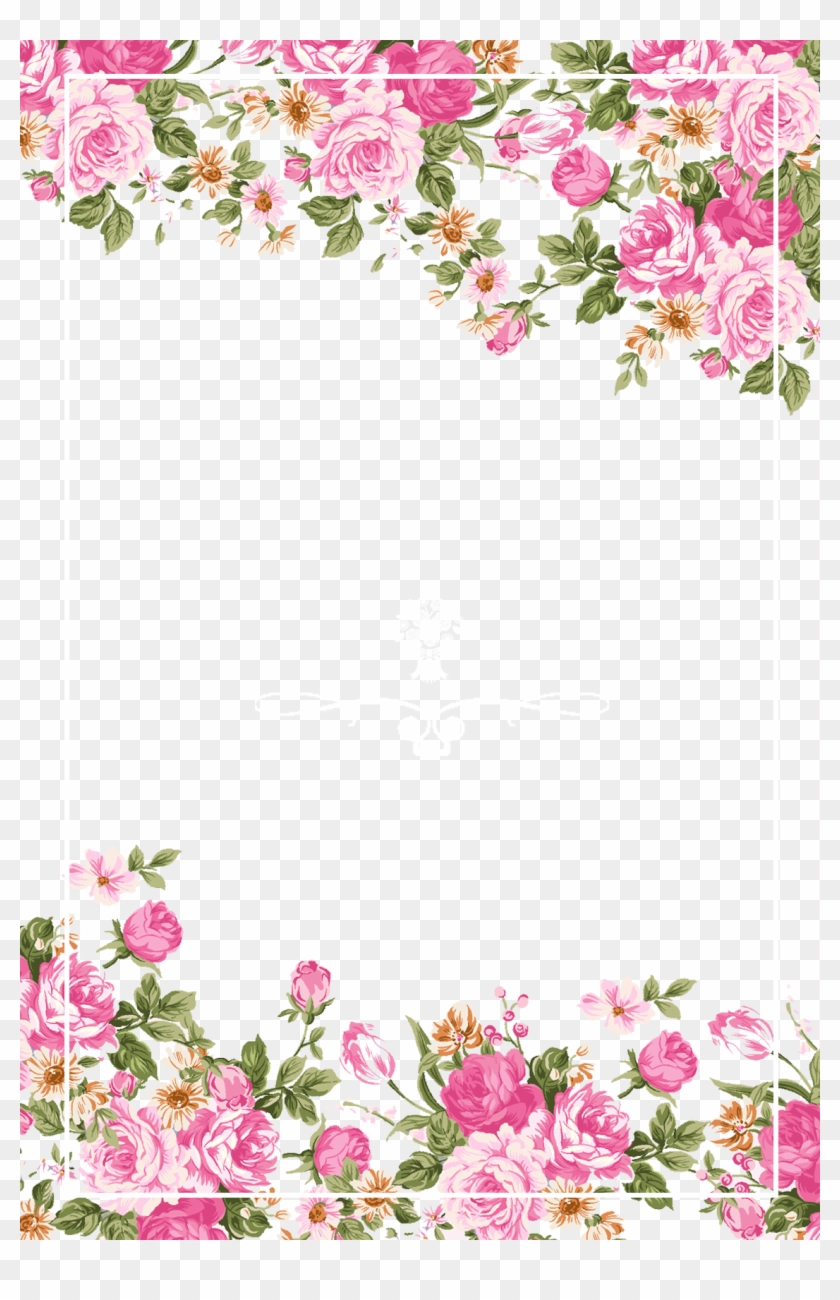 Wedding Invitation Paper Flower Rose Pink - Pink Rose Border #939993