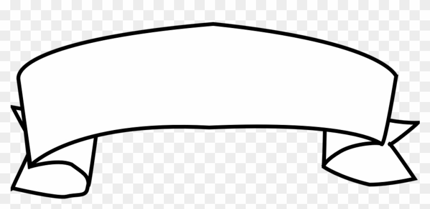 Banner Ribbon Outline White Decoration Des - Banner Clip Art #940036