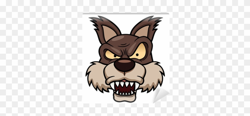 Illustration Of Cartoon Wolf Face Wall Mural • Pixers® - Big Bad Wolf Face #940303