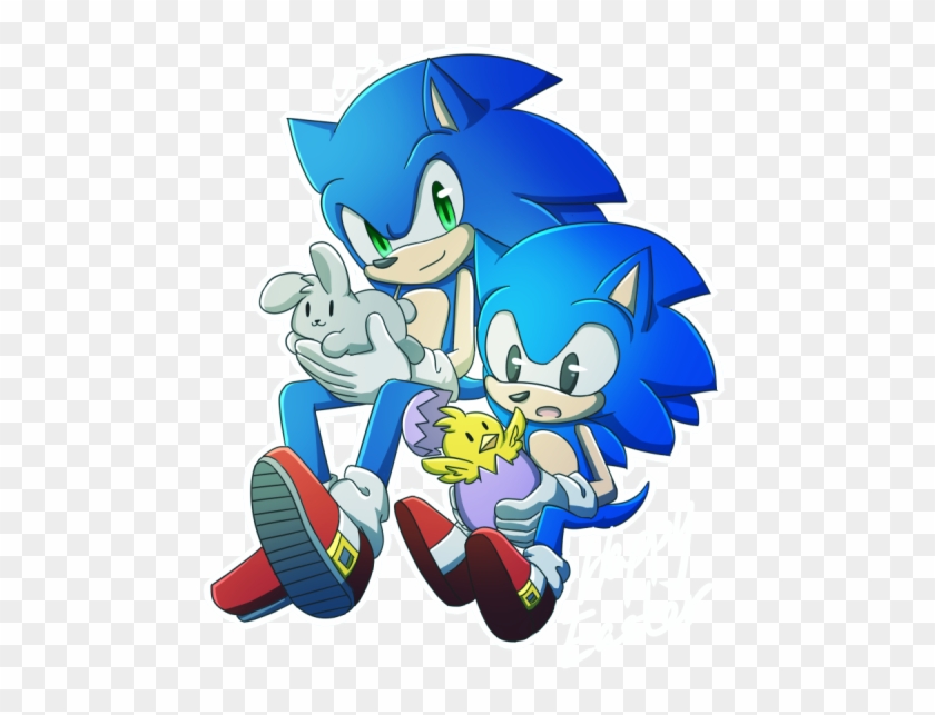 Sonic And Classic Sonic With Flickies - Cartoon #940545
