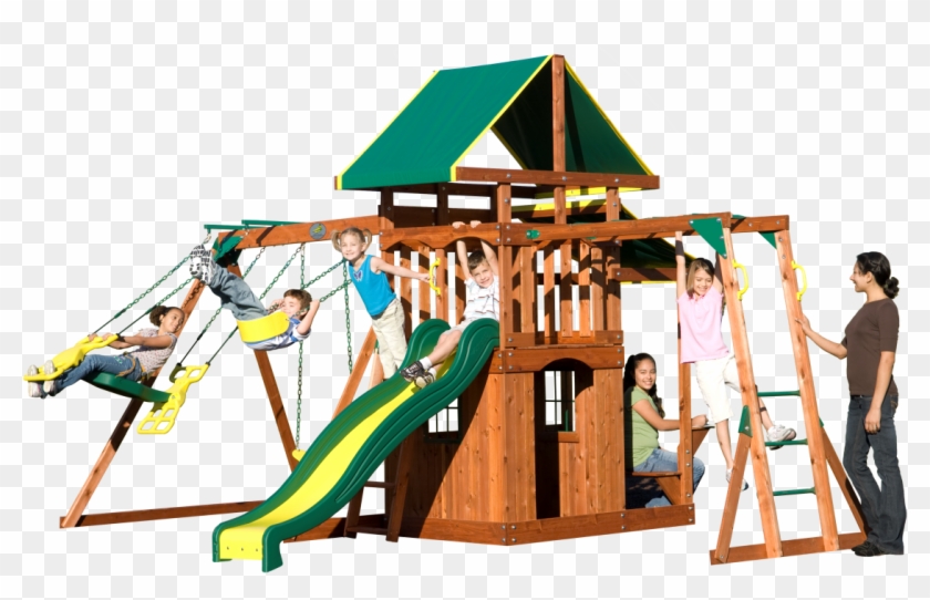 The Meridian Backyard Swing Set Comes Equipped With - Playsets Meridian Wooden Swing Set #944003