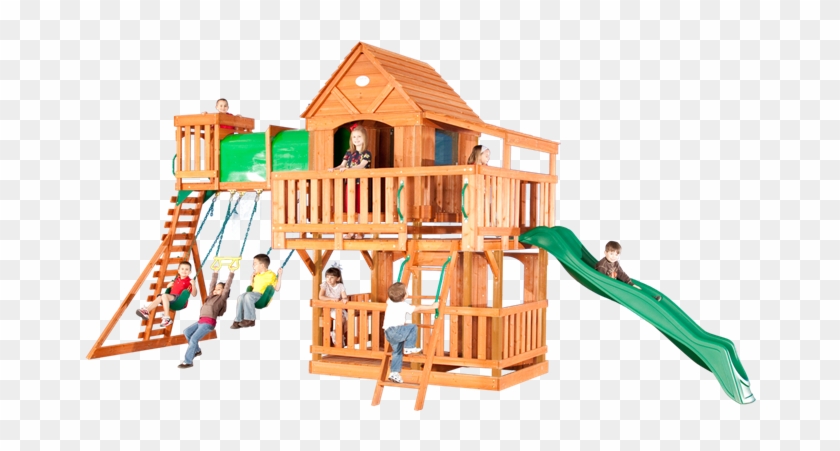Woodridge Ii Wooden Swing Set - Wood Playset With Tunnel #944170