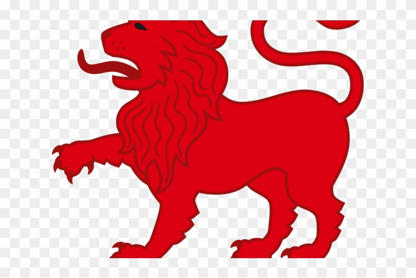 Lion Clipart Red - Set 4 Heraldry Lions 2.25" Large Buttons Pins Passant #944569