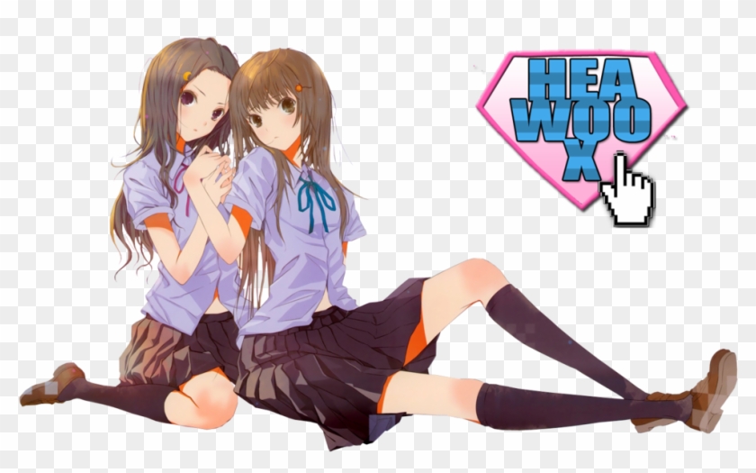Anime Girls Render By Heawoox - Two Anime Girls Png #945047