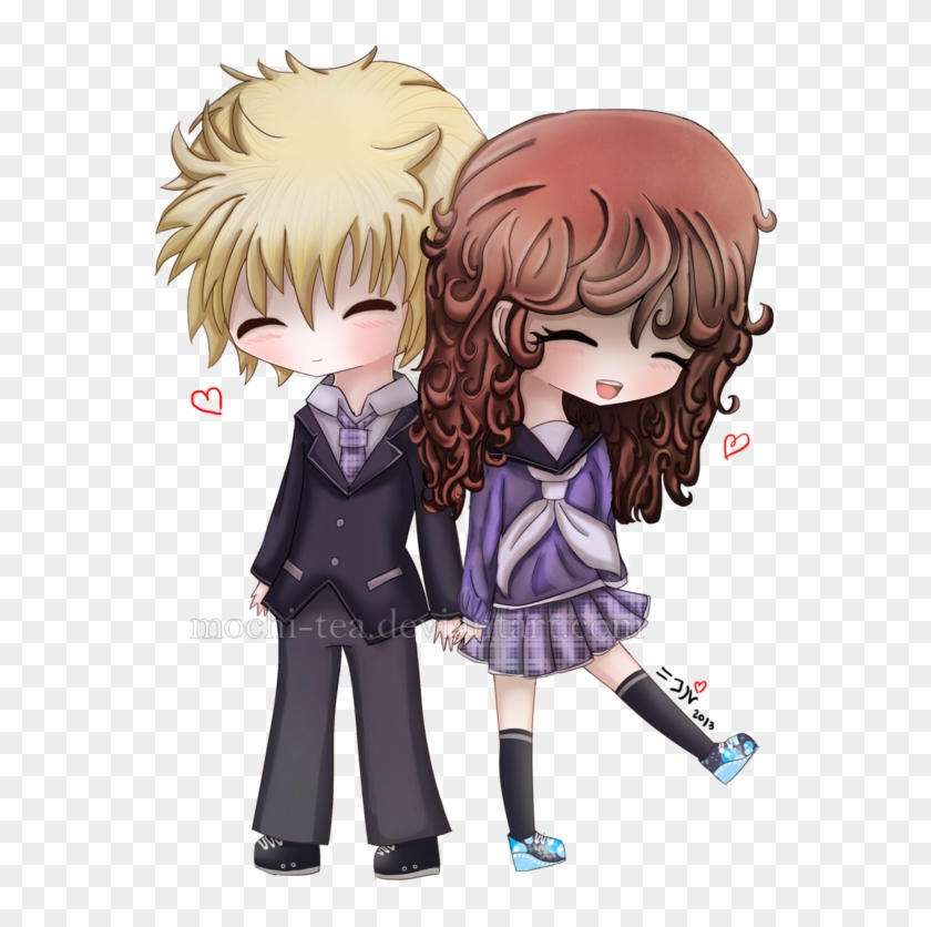 Chibi Couple //3 By Mochixtea - Hugging Anime Cute Couple #945967