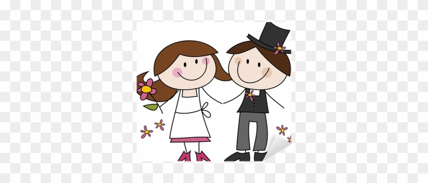 Fröhliches Hochzeitspaar Sticker • Pixers® • We Live - Wir Löffeln Die Suppe Gemeinsam #947029