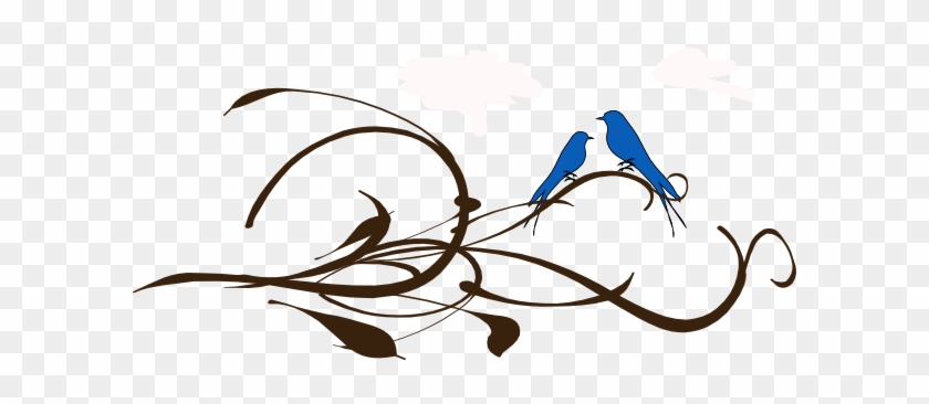 Flowers And Birds Heart Wall Art Sticker Decal, Black, #947585