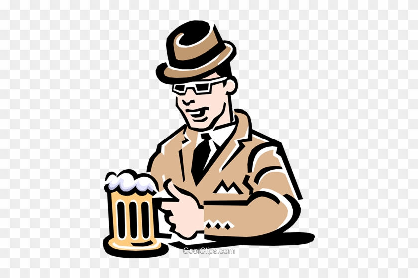 Man Having A Beer At The Pub Royalty Free Vector Clip - Desenho De Homem Tomando Cerveja #948524