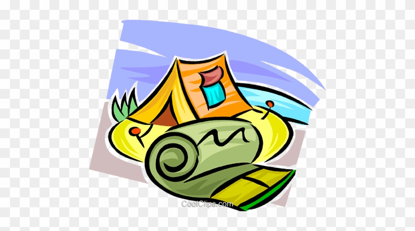 Tent And Sleeping Bag Royalty Free Vector Clip Art - Clipart Schlafsack #951003