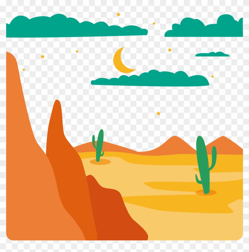Desert Euclidean Vector Computer File - Desert Mountain Cartoon Png #951662