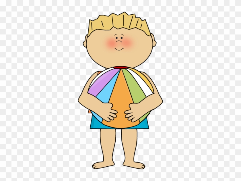 Boy Holding Beach Ball Clip Art - Boy Beach Clip Art #170595