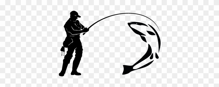 Fisherman Logo Fly Fishing Clip Art - Wall Vinyl Sticker Decals Mural Room Design Decor Pattern #951927