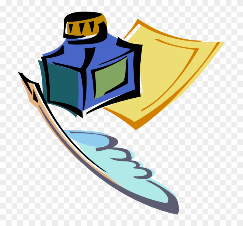 Vector Illustration Of Ink With Feather Quill Pen And - Poetry Icons #952940